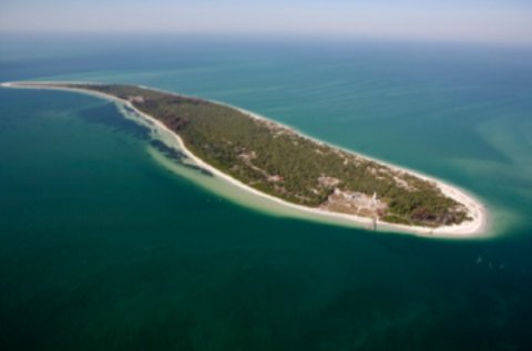 Egmont Key barrier island aerial view