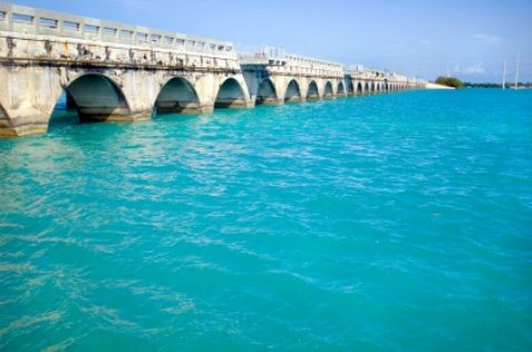 Bridge to Key West over aqua water